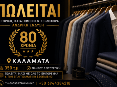 ΠΩΛΕΙΤΑΙ ΙΣΤΟΡΙΚΗ, ΚΑΤΑΞΙΩΜΕΝΗ & ΚΕΡΔΟΦΟΡΑ ΕΠΙΧΕΙΡΗΣΗ ΑΝΔΡΙΚΗΣ ΕΝΔΥΣΗΣ – ΚΑΛΑΜΑΤΑ